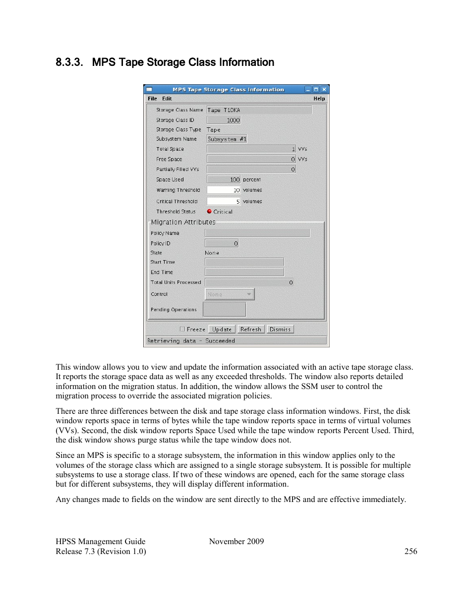 Mps tape storage class information | IBM RELEASE 7.3 User Manual | Page 256 / 388