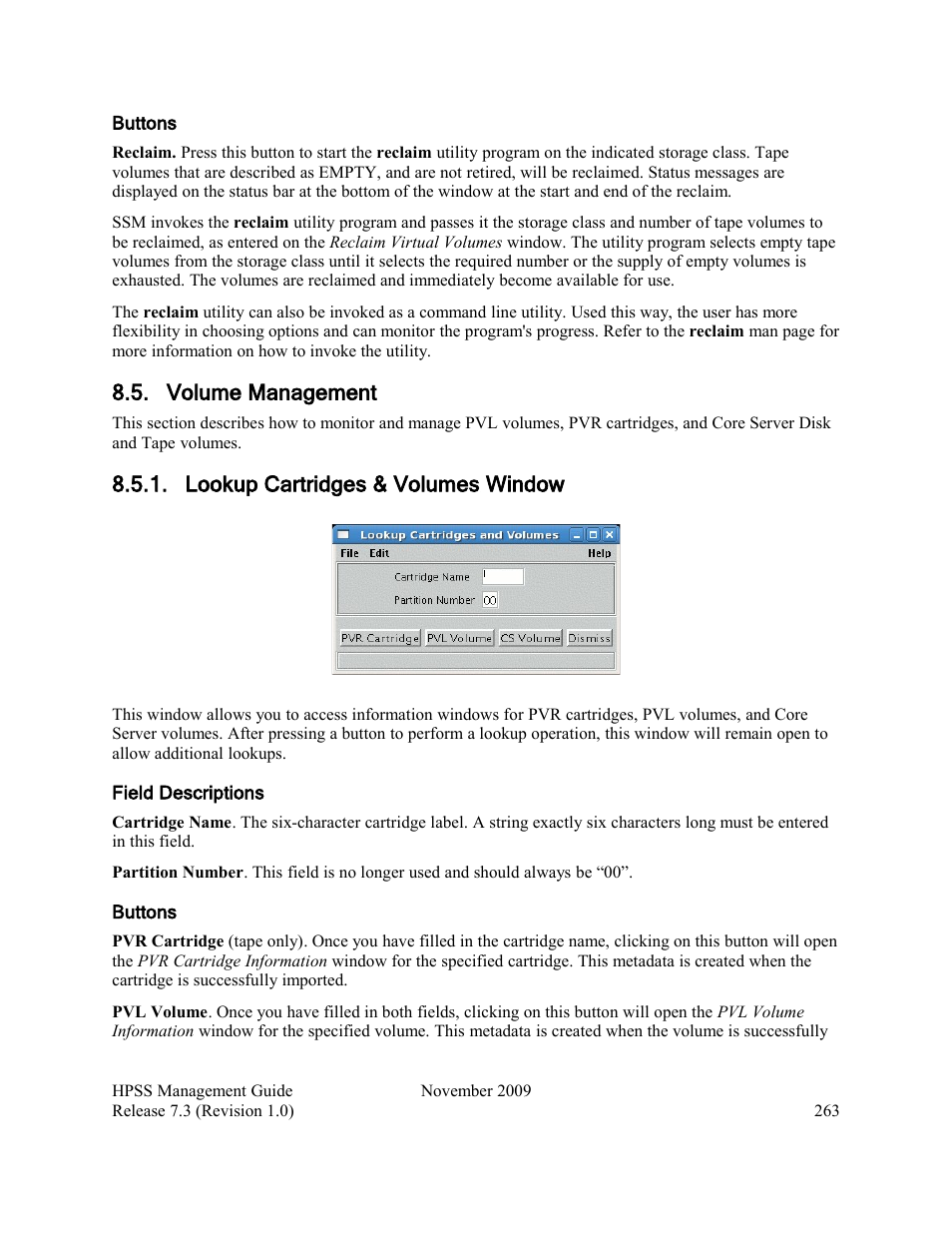 Volume management, Lookup cartridges & volumes window | IBM RELEASE 7.3 User Manual | Page 263 / 388