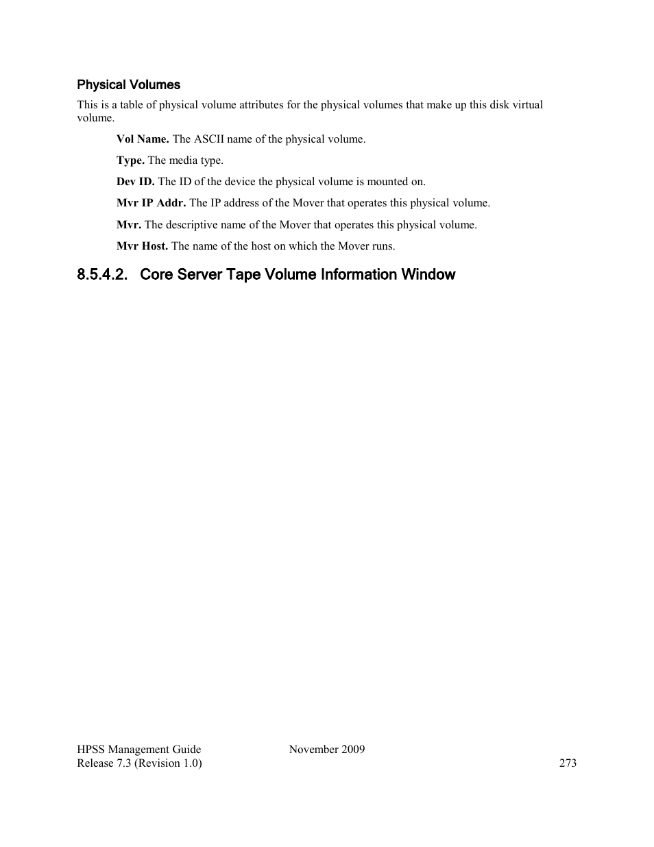 Core server tape volume information window | IBM RELEASE 7.3 User Manual | Page 273 / 388
