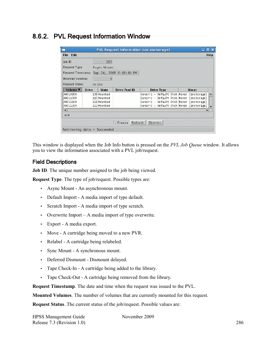 Pvl request information window | IBM RELEASE 7.3 User Manual | Page 286 / 388