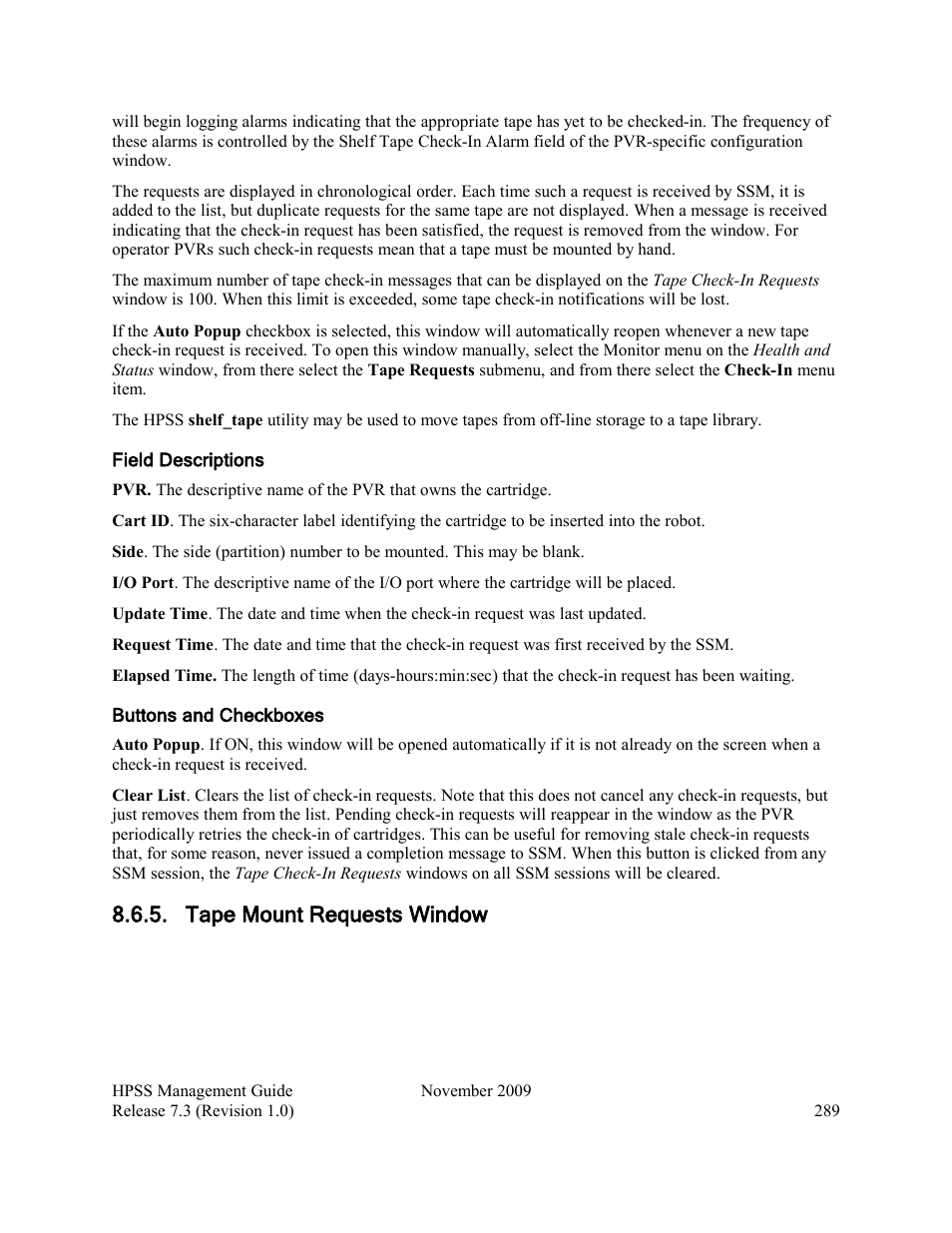 Tape mount requests window | IBM RELEASE 7.3 User Manual | Page 289 / 388