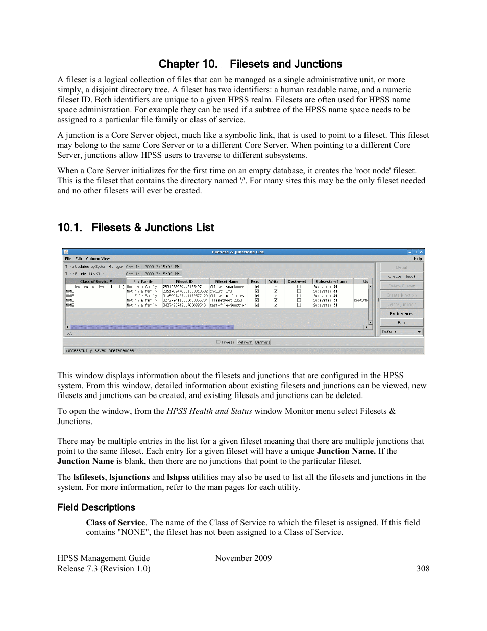 Chapter 10. filesets and junctions, Filesets & junctions list | IBM RELEASE 7.3 User Manual | Page 308 / 388