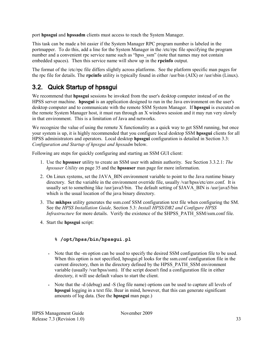 Quick startup of hpssgui | IBM RELEASE 7.3 User Manual | Page 33 / 388