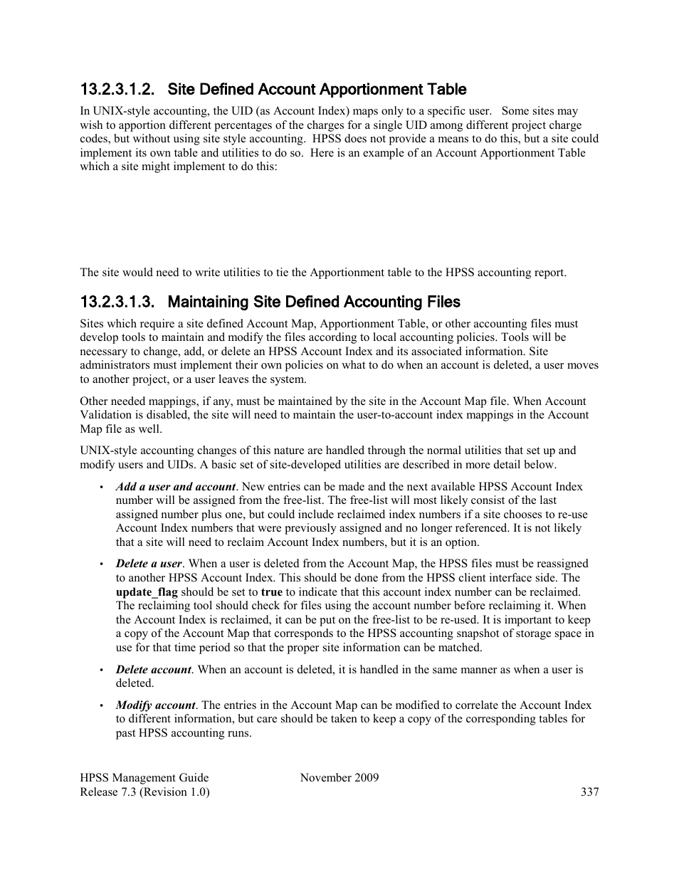 Site defined account apportionment table, Maintaining site defined accounting files | IBM RELEASE 7.3 User Manual | Page 337 / 388