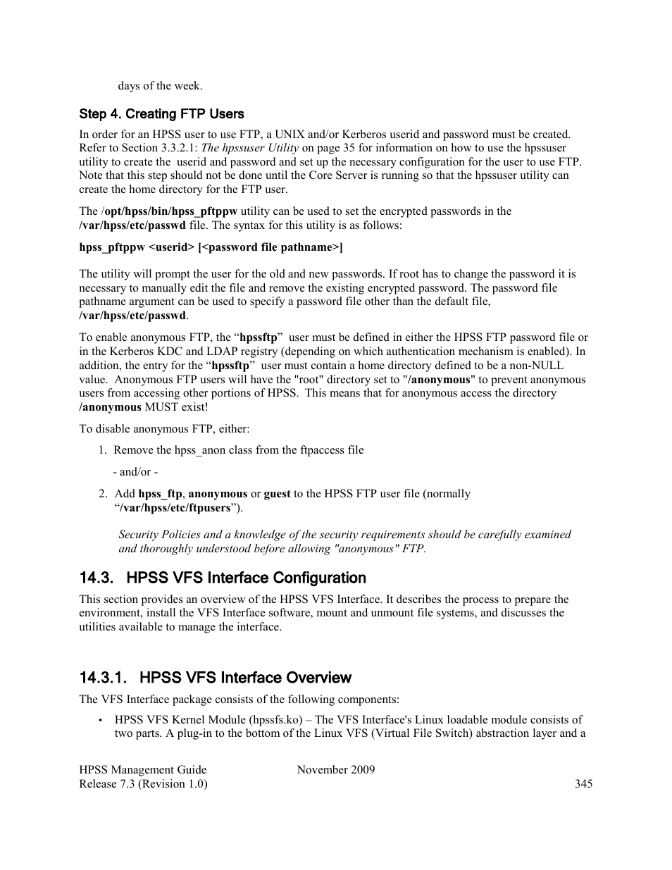Hpss vfs interface configuration, Hpss vfs interface overview | IBM RELEASE 7.3 User Manual | Page 345 / 388