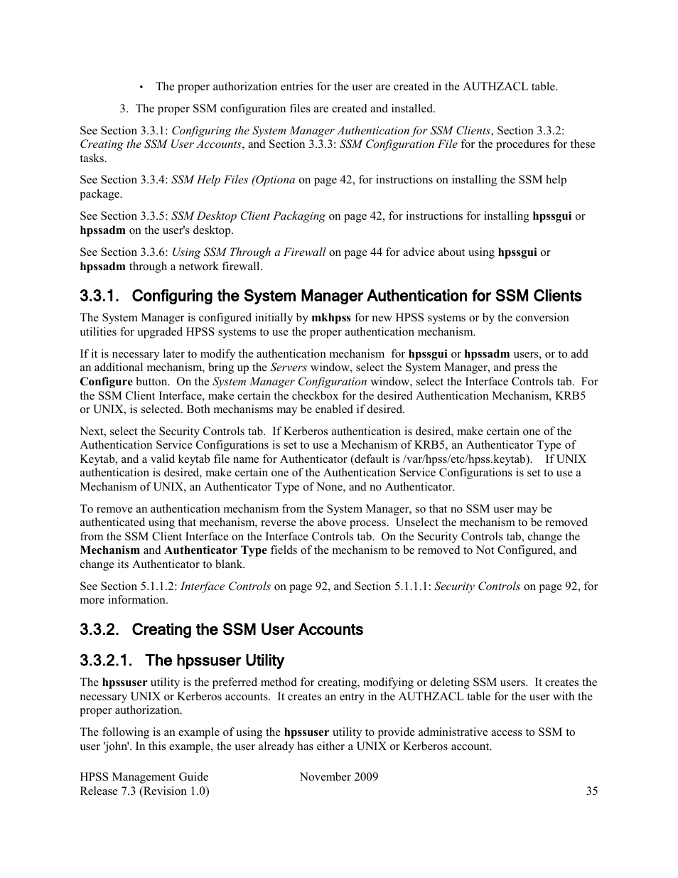 Creating the ssm user accounts, The hpssuser utility, Hpssuser utility | IBM RELEASE 7.3 User Manual | Page 35 / 388