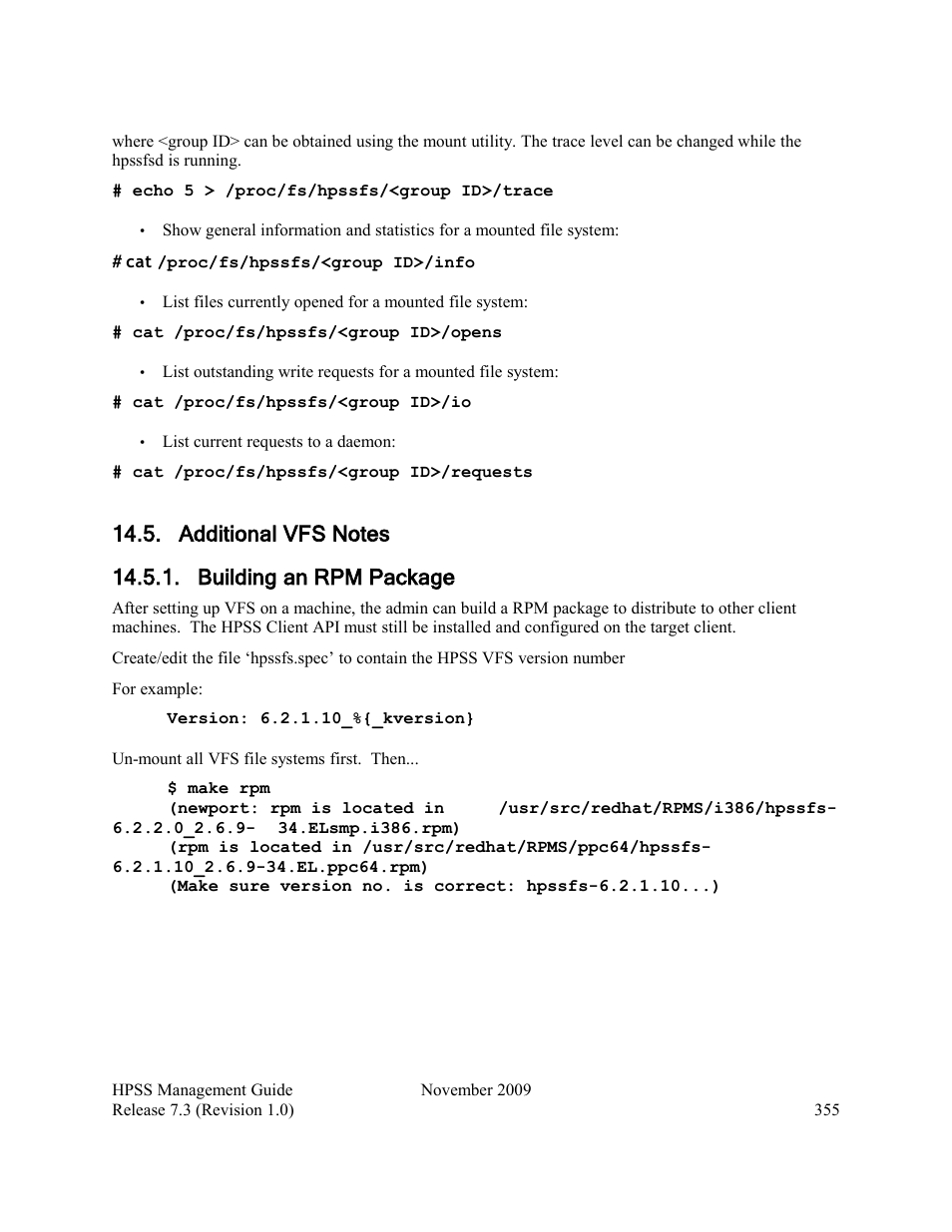 Additional vfs notes, Building an rpm package | IBM RELEASE 7.3 User Manual | Page 355 / 388