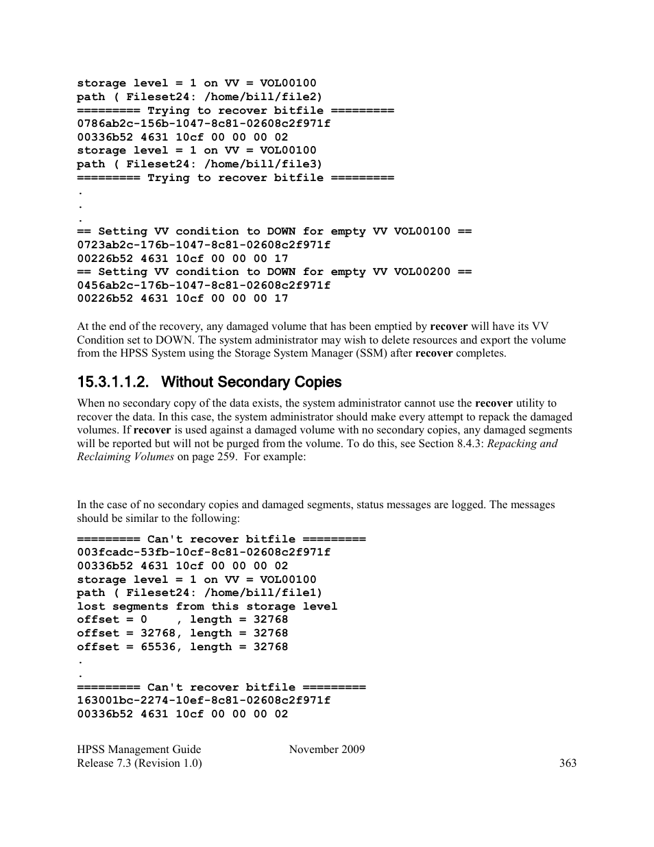 Without secondary copies | IBM RELEASE 7.3 User Manual | Page 363 / 388