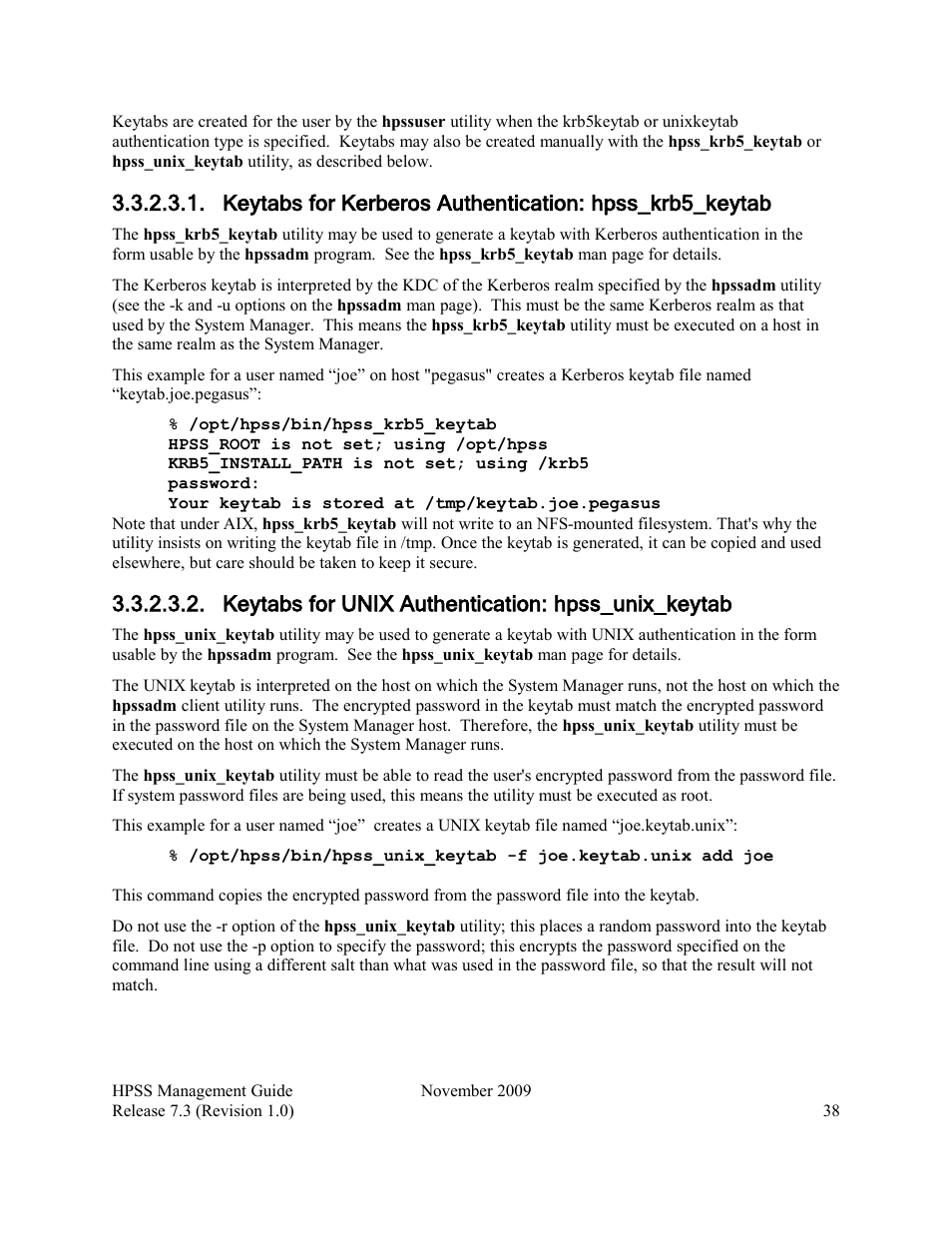 Keytabs for unix authentication: hpss_unix_keytab | IBM RELEASE 7.3 User Manual | Page 38 / 388