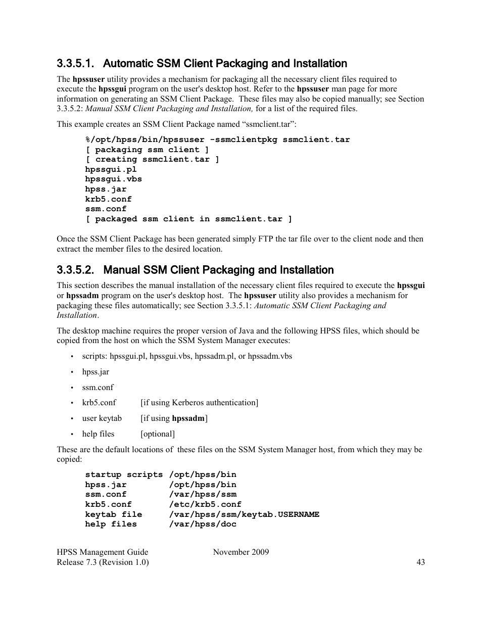Automatic ssm client packaging and installation, Manual ssm client packaging and installation | IBM RELEASE 7.3 User Manual | Page 43 / 388