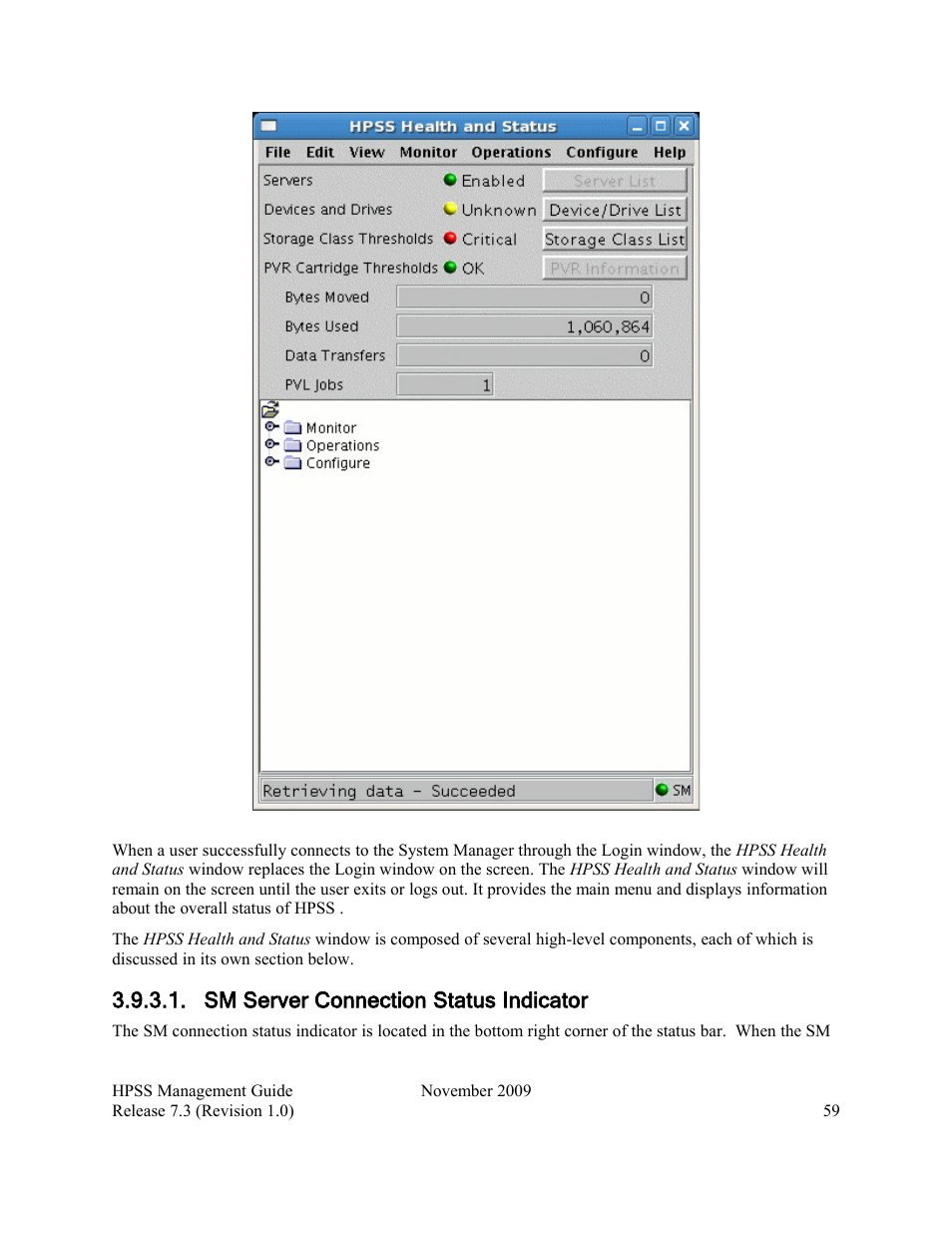 Sm server connection status indicator | IBM RELEASE 7.3 User Manual | Page 59 / 388