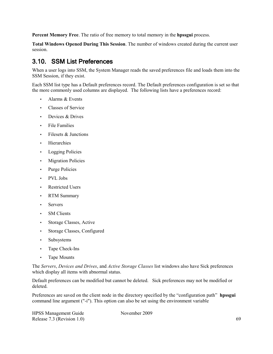 Ssm list preferences | IBM RELEASE 7.3 User Manual | Page 69 / 388