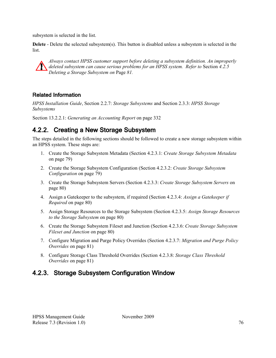 Creating a new storage subsystem, Storage subsystem configuration window | IBM RELEASE 7.3 User Manual | Page 76 / 388