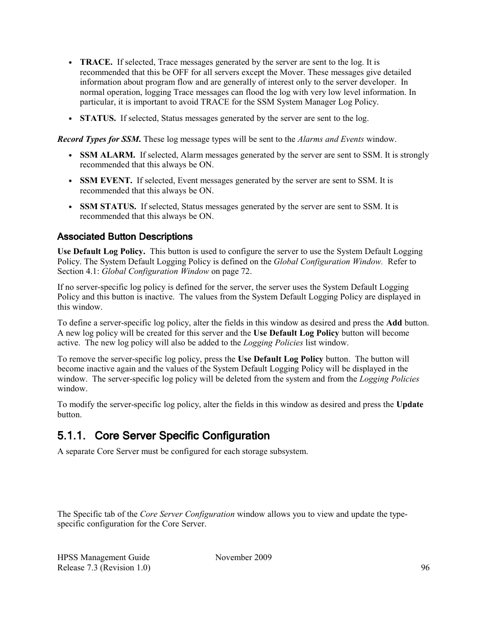 Core server specific configuration | IBM RELEASE 7.3 User Manual | Page 96 / 388