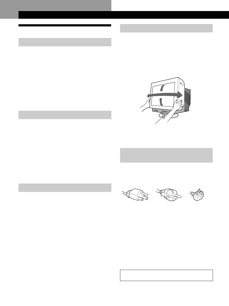 Operazioni preliminari, Precauzioni, Operazioni preliminari uso del sistema orientabile | Avvertenza per i collegamenti di alimentazione, Installazione, Manutenzione, Trasporto | IBM P260 User Manual | Page 98 / 130