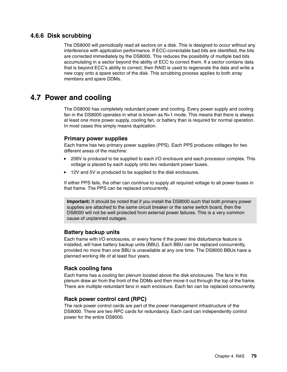 6 disk scrubbing, 7 power and cooling, Power and cooling | IBM DS8000 User Manual | Page 101 / 450