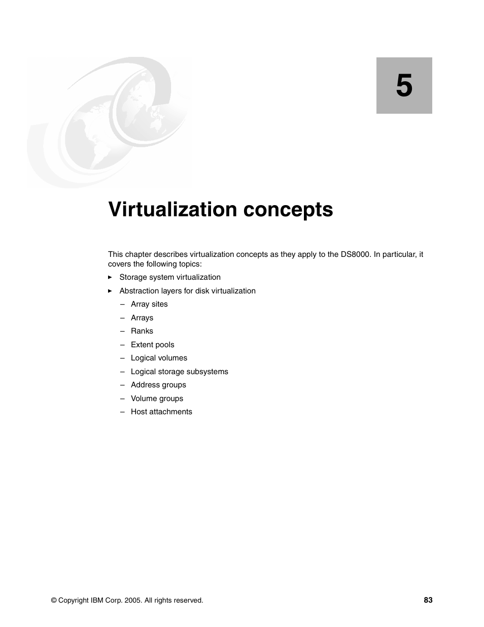 Chapter 5. virtualization concepts, Virtualization concepts | IBM DS8000 User Manual | Page 105 / 450