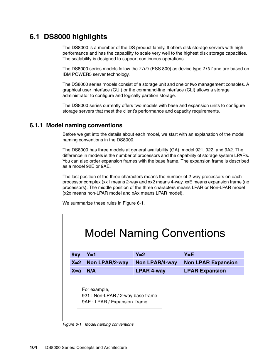 1 ds8000 highlights, 1 model naming conventions, Model naming conventions | IBM DS8000 User Manual | Page 126 / 450