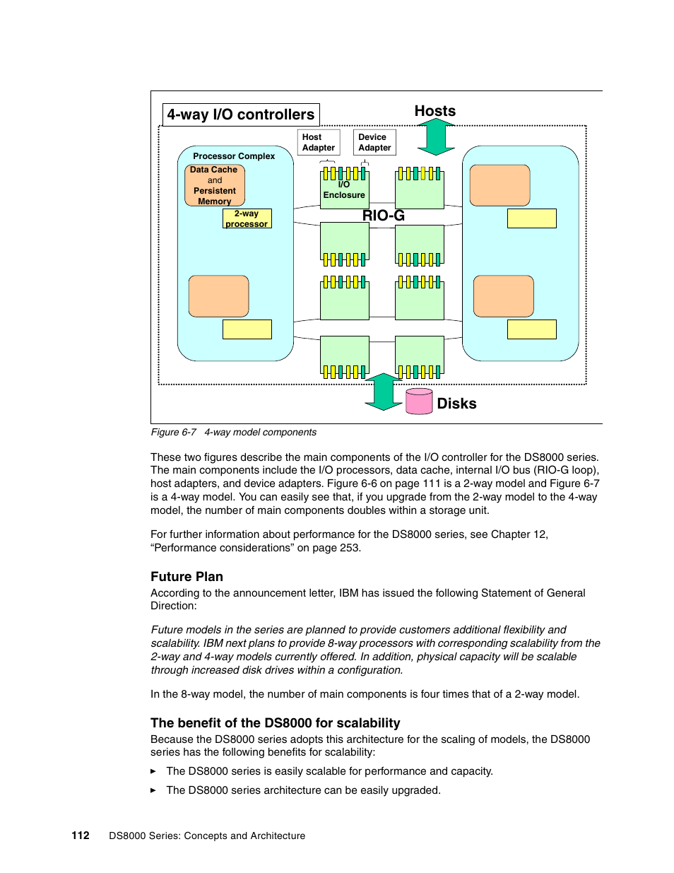 Rio-g, Way i/o controllers hosts disks | IBM DS8000 User Manual | Page 134 / 450