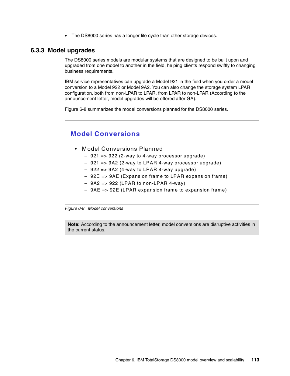 3 model upgrades, M odel conversions | IBM DS8000 User Manual | Page 135 / 450