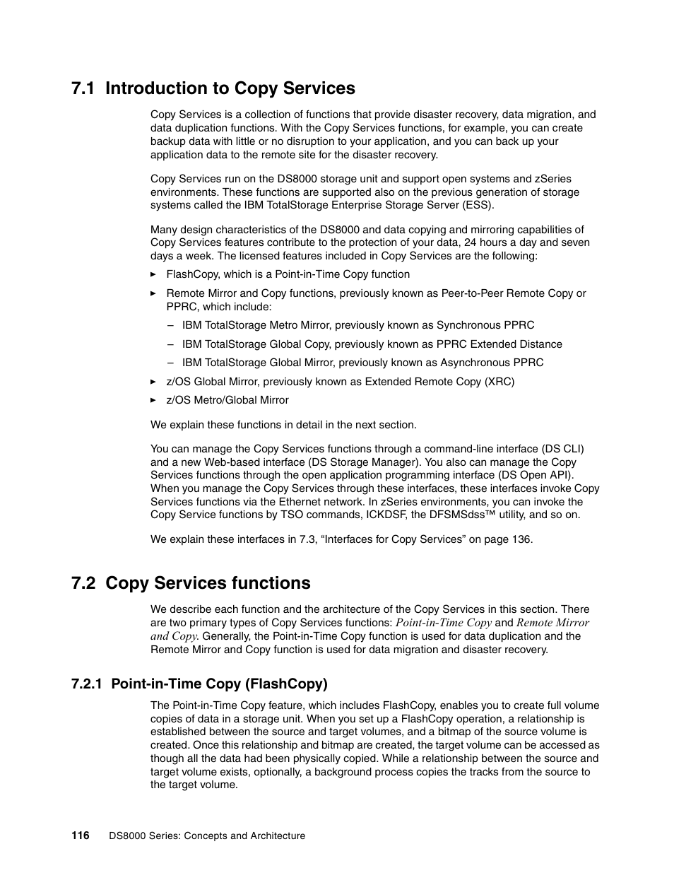 1 introduction to copy services, 2 copy services functions, 1 point-in-time copy (flashcopy) | IBM DS8000 User Manual | Page 138 / 450