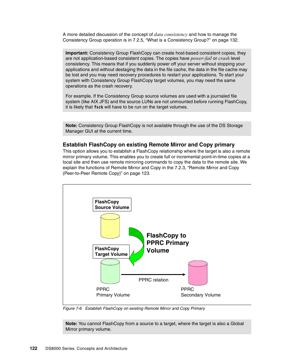 Flashcopy to pprc primary volume | IBM DS8000 User Manual | Page 144 / 450