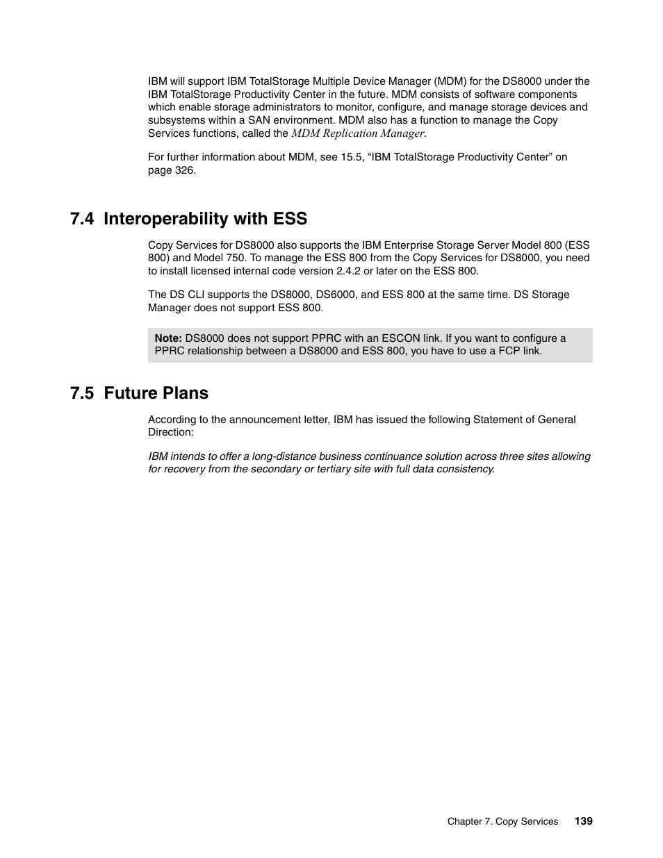 4 interoperability with ess, 5 future plans, 4 interoperability with ess 7.5 future plans | IBM DS8000 User Manual | Page 161 / 450