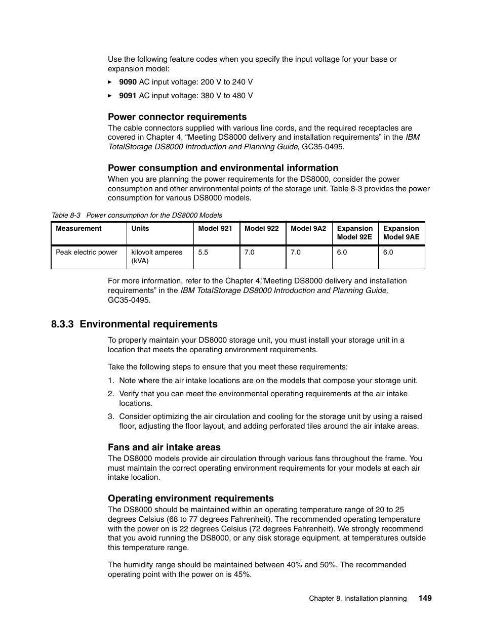 3 environmental requirements | IBM DS8000 User Manual | Page 171 / 450