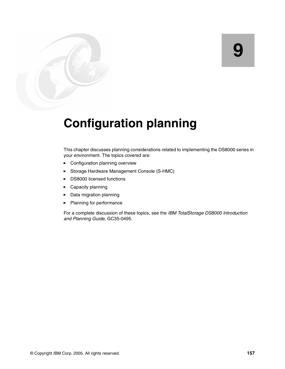 Chapter 9. configuration planning, Configuration planning | IBM DS8000 User Manual | Page 179 / 450