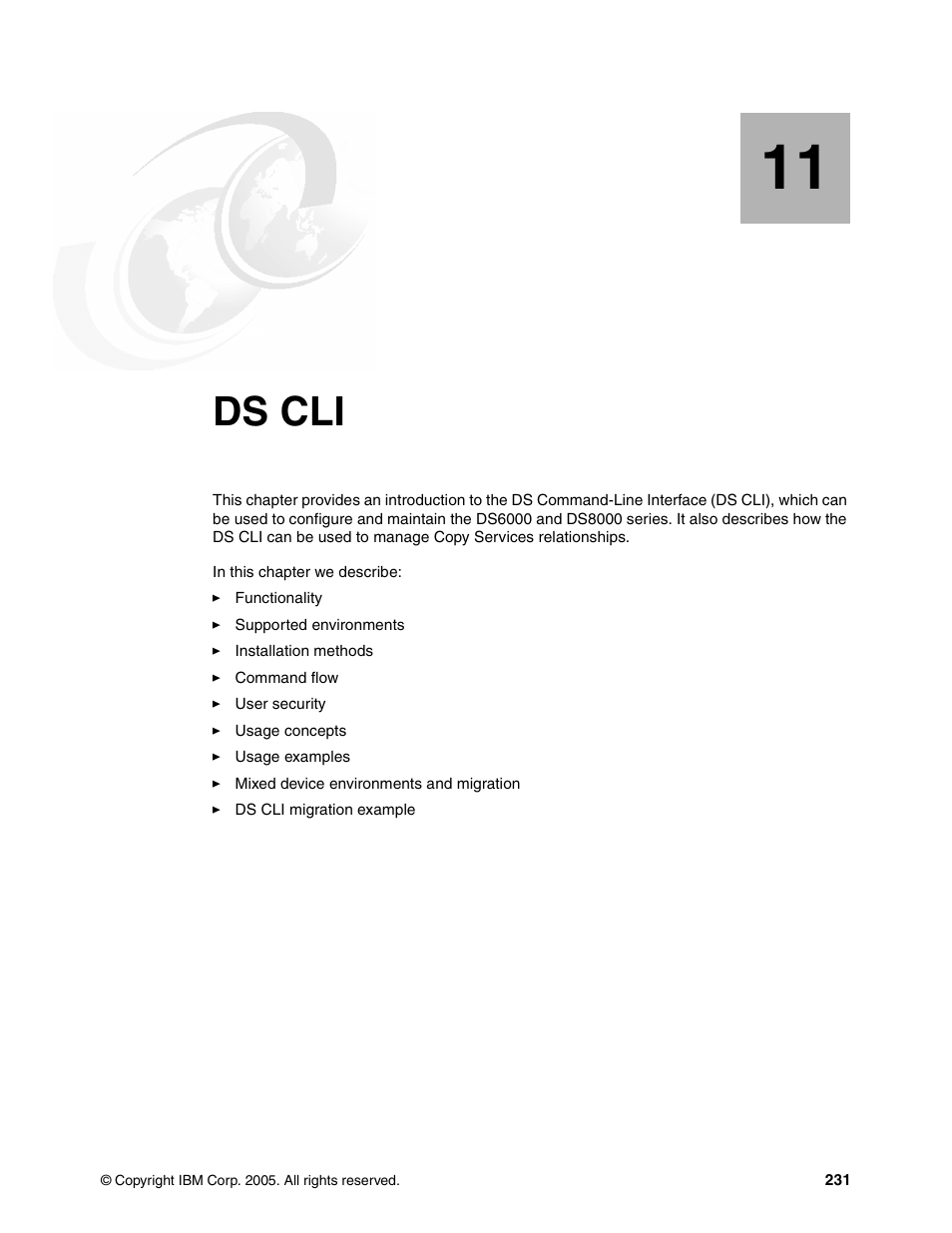Chapter 11. ds cli, Ds cli | IBM DS8000 User Manual | Page 253 / 450