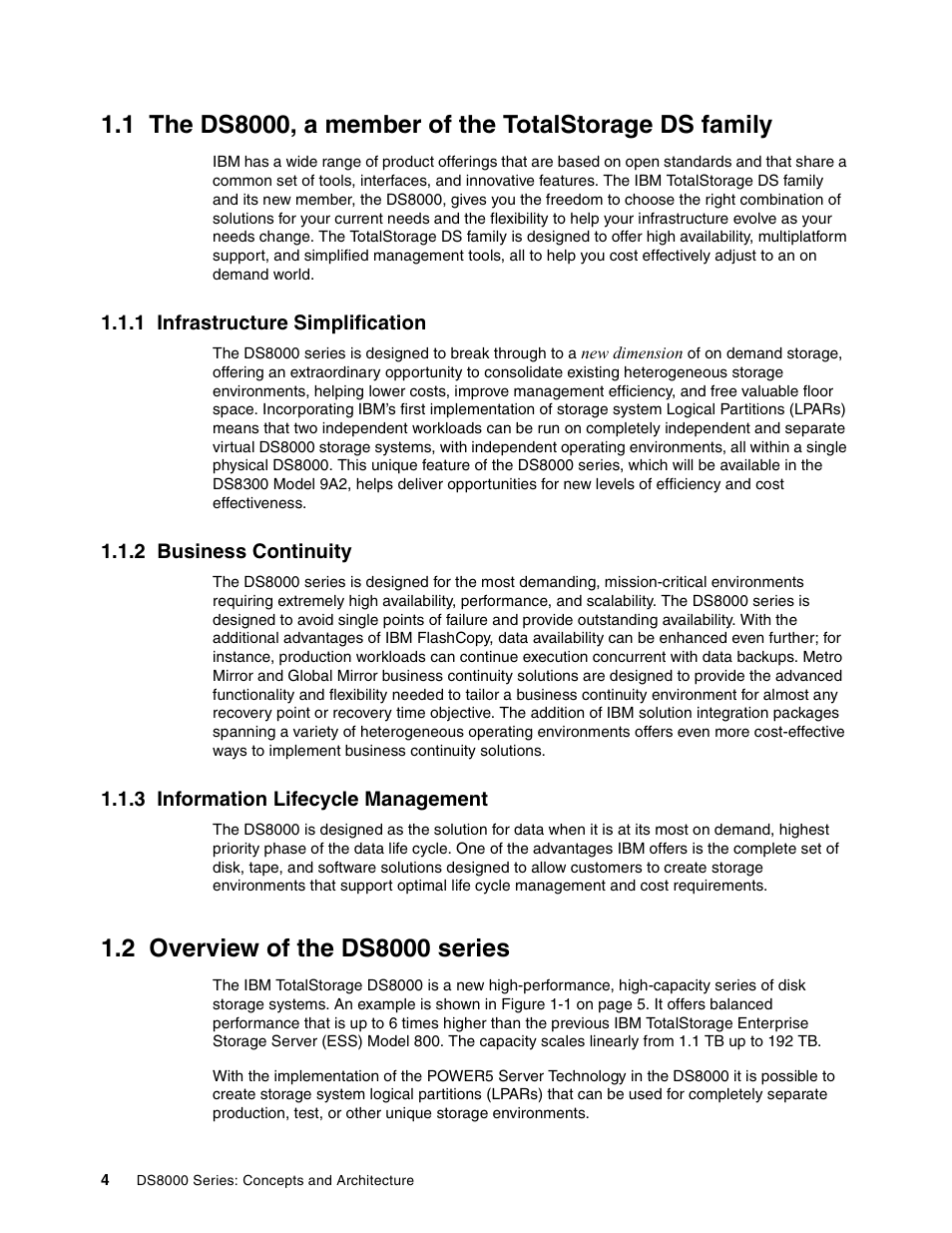 1 infrastructure simplification, 2 business continuity, 3 information lifecycle management | 2 overview of the ds8000 series | IBM DS8000 User Manual | Page 26 / 450