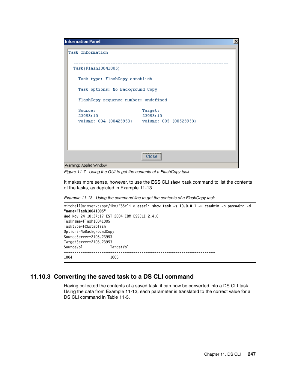 3 converting the saved task to a ds cli command | IBM DS8000 User Manual | Page 269 / 450