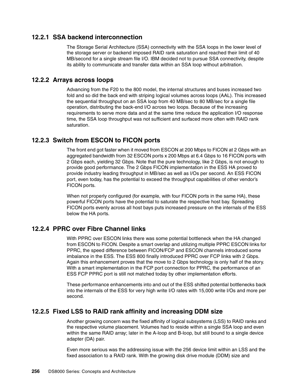 1 ssa backend interconnection, 2 arrays across loops, 3 switch from escon to ficon ports | 4 pprc over fibre channel links | IBM DS8000 User Manual | Page 278 / 450