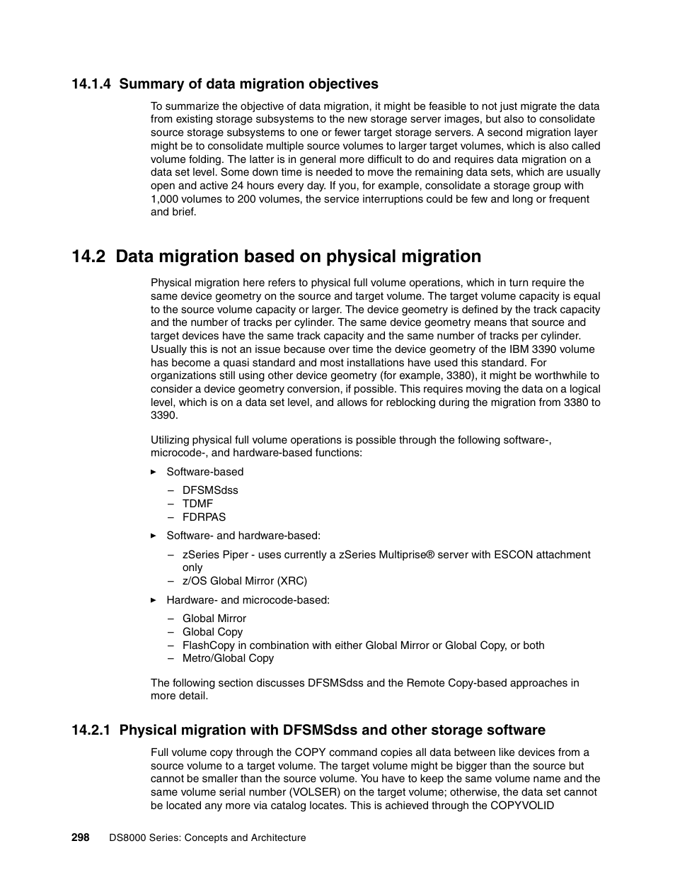 4 summary of data migration objectives, 2 data migration based on physical migration | IBM DS8000 User Manual | Page 320 / 450