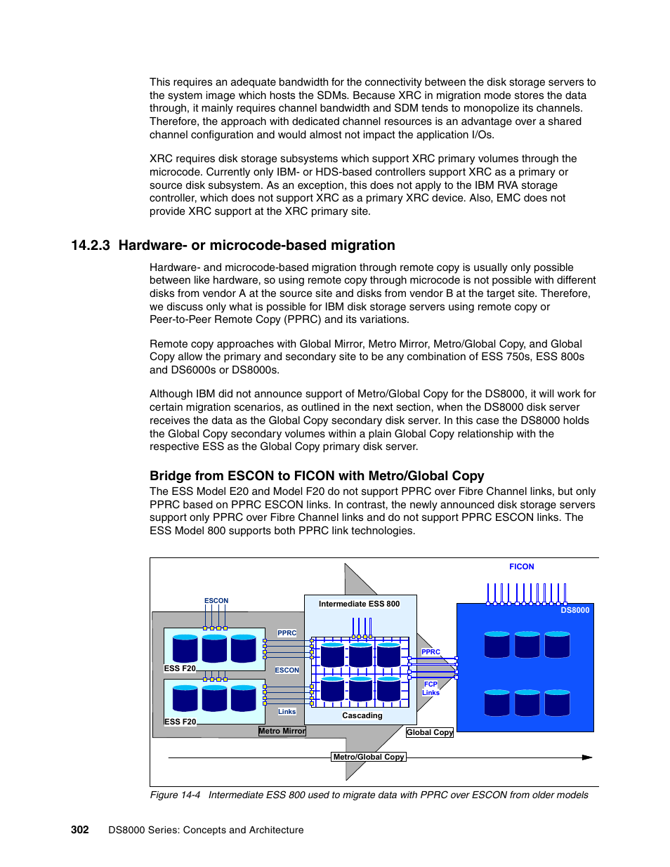 3 hardware- or microcode-based migration, Bridge from escon to ficon with metro/global copy | IBM DS8000 User Manual | Page 324 / 450