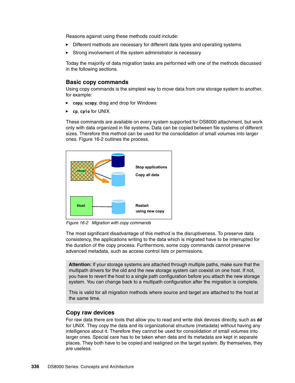 Basic copy commands, Copy raw devices | IBM DS8000 User Manual | Page 358 / 450