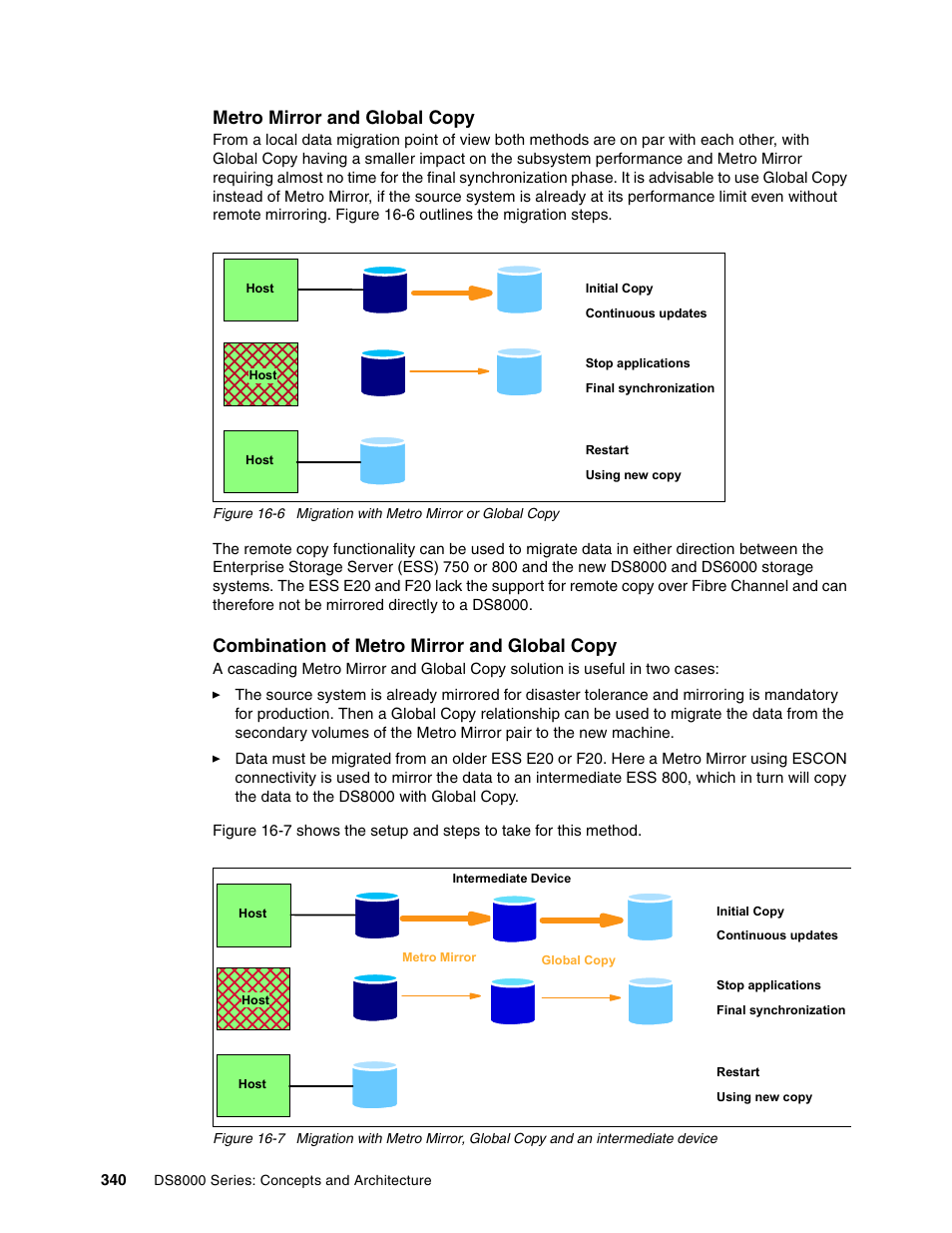 Metro mirror and global copy, Combination of metro mirror and global copy | IBM DS8000 User Manual | Page 362 / 450