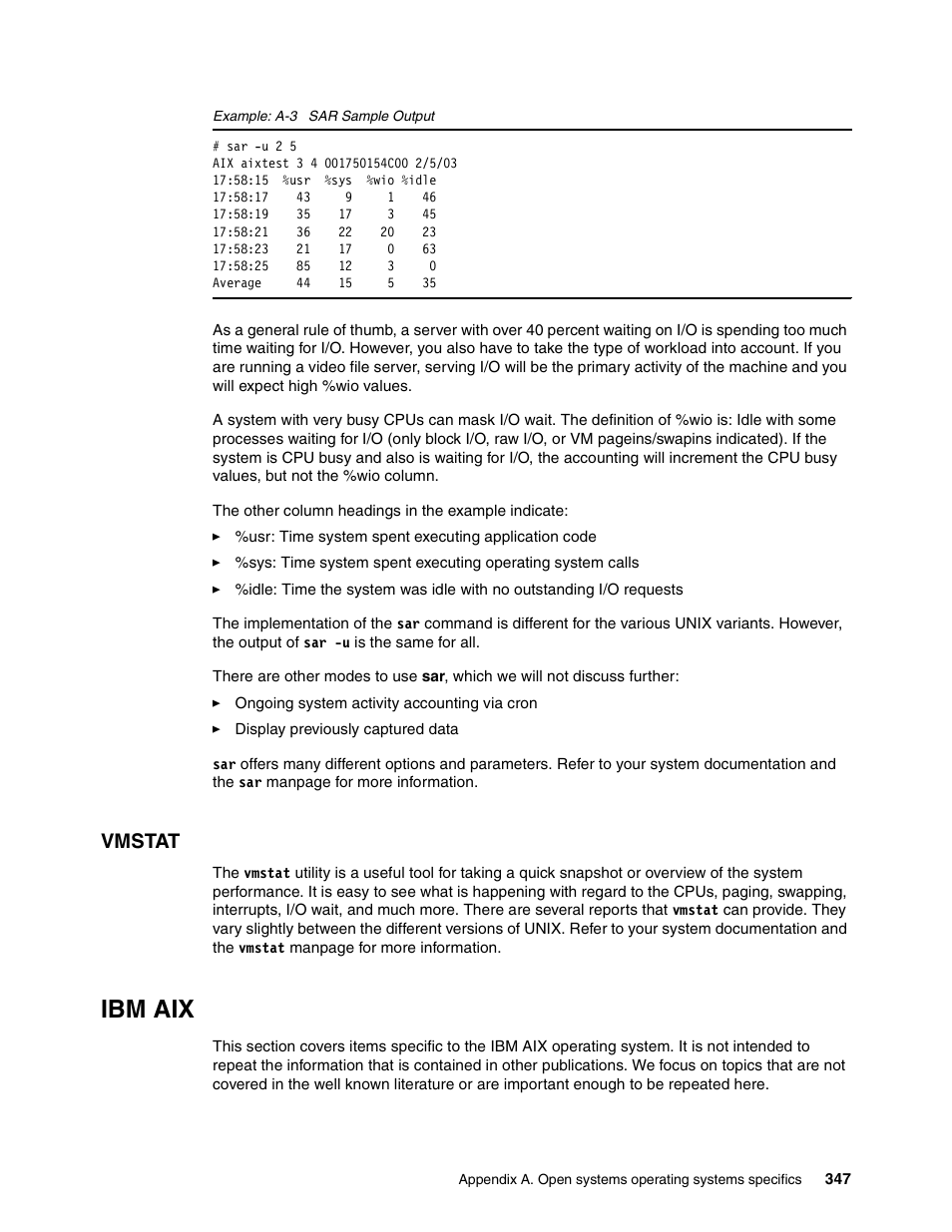 Vmstat, Ibm aix | IBM DS8000 User Manual | Page 369 / 450