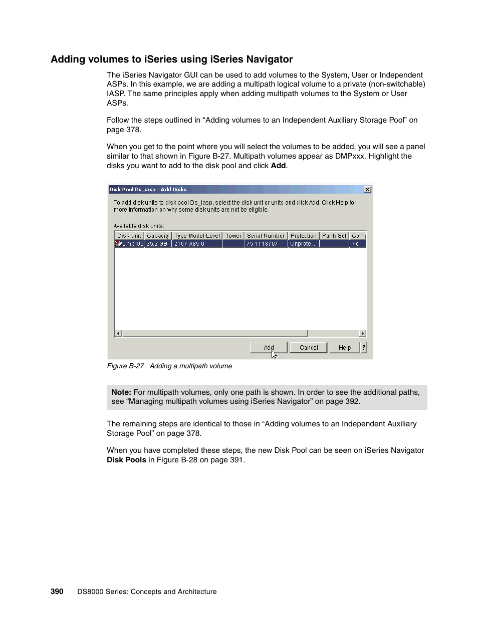 Adding volumes to iseries using iseries navigator | IBM DS8000 User Manual | Page 412 / 450