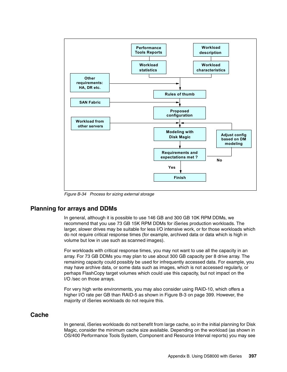 Planning for arrays and ddms, Cache, Planning for arrays and ddms cache | IBM DS8000 User Manual | Page 419 / 450