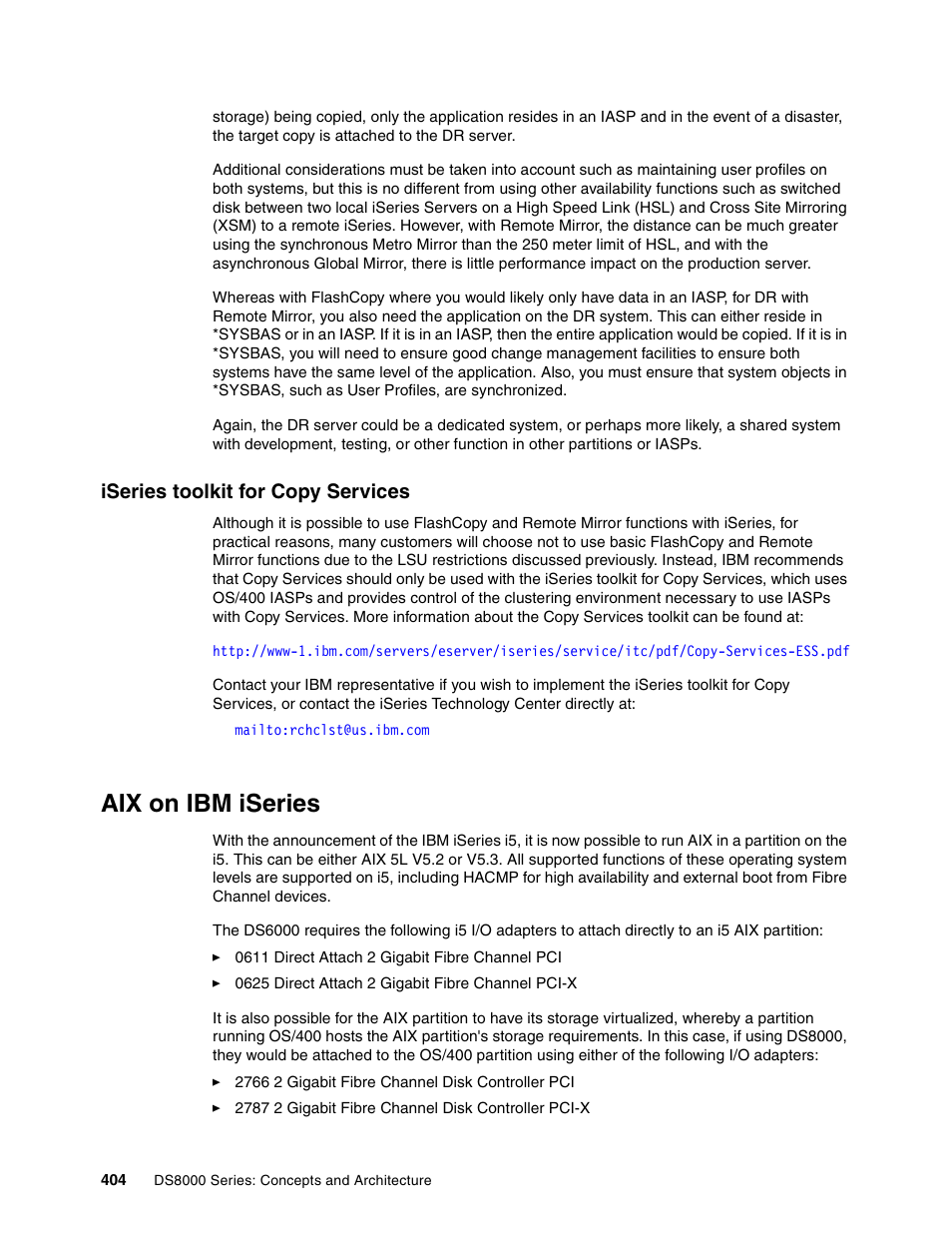 Iseries toolkit for copy services, Aix on ibm iseries | IBM DS8000 User Manual | Page 426 / 450