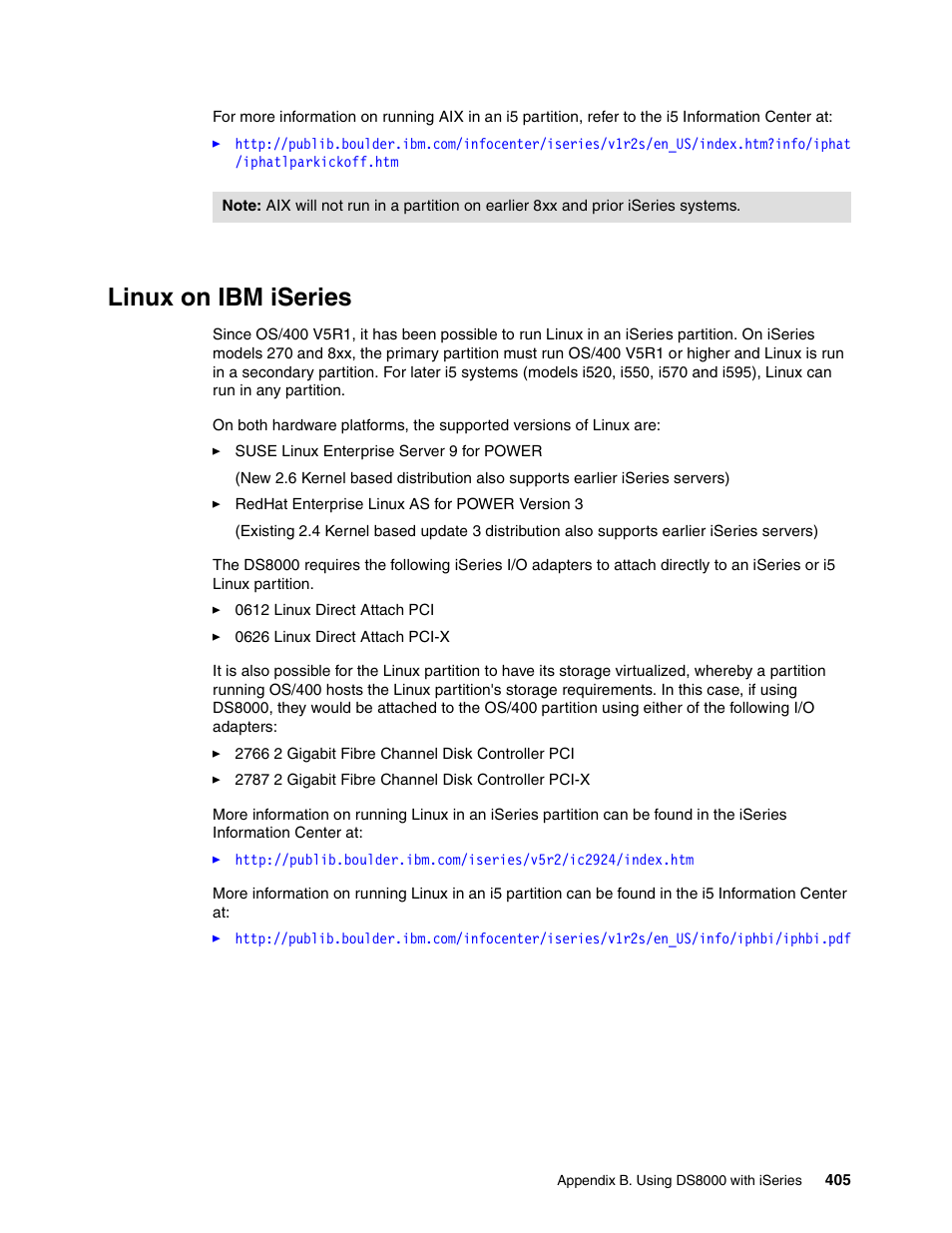 Linux on ibm iseries | IBM DS8000 User Manual | Page 427 / 450