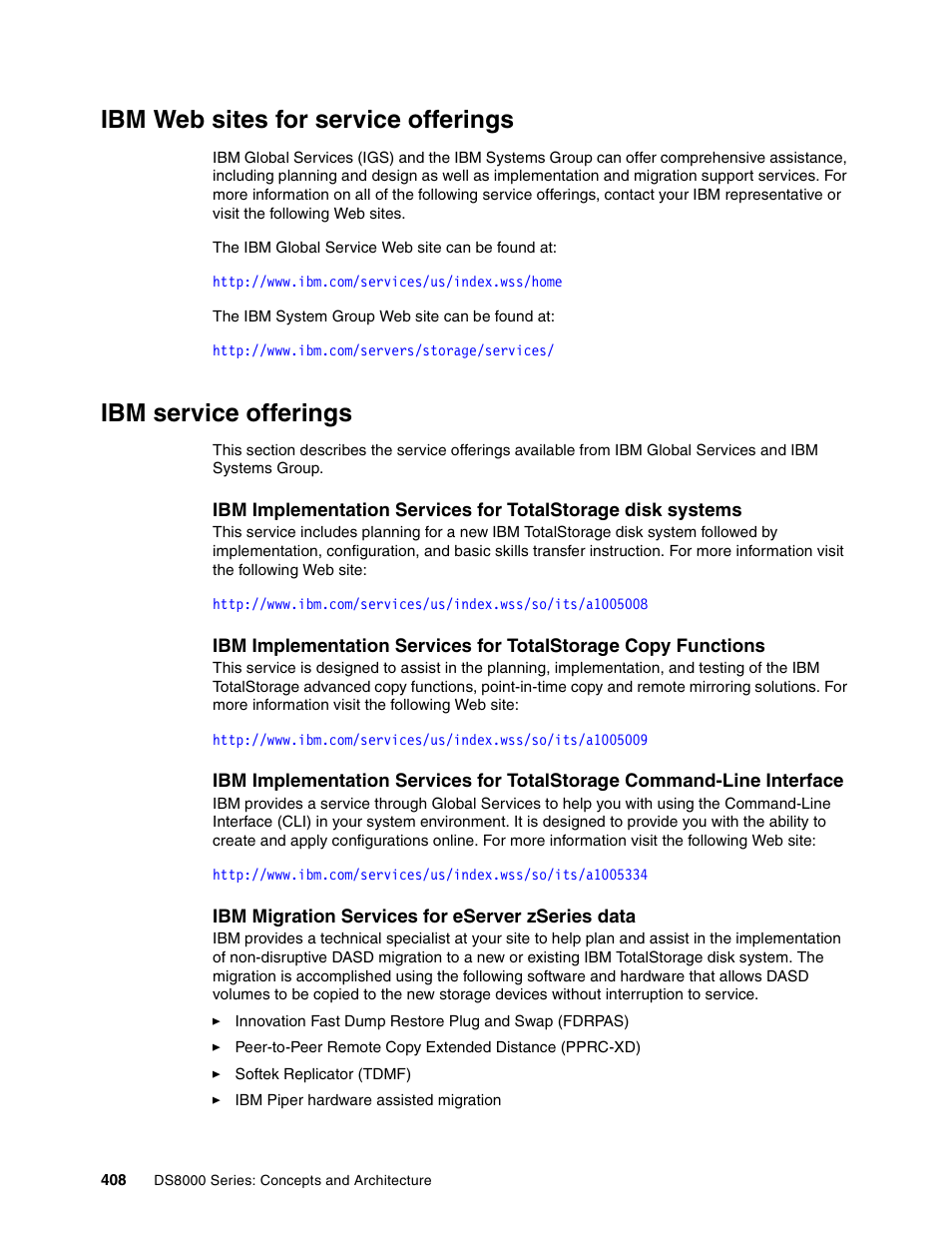 Ibm web sites for service offerings, Ibm service offerings | IBM DS8000 User Manual | Page 430 / 450