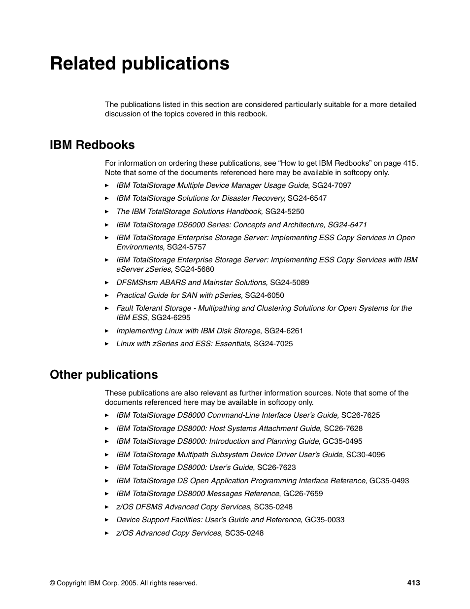 Related publications, Ibm redbooks, Other publications | Ibm redbooks other publications | IBM DS8000 User Manual | Page 435 / 450