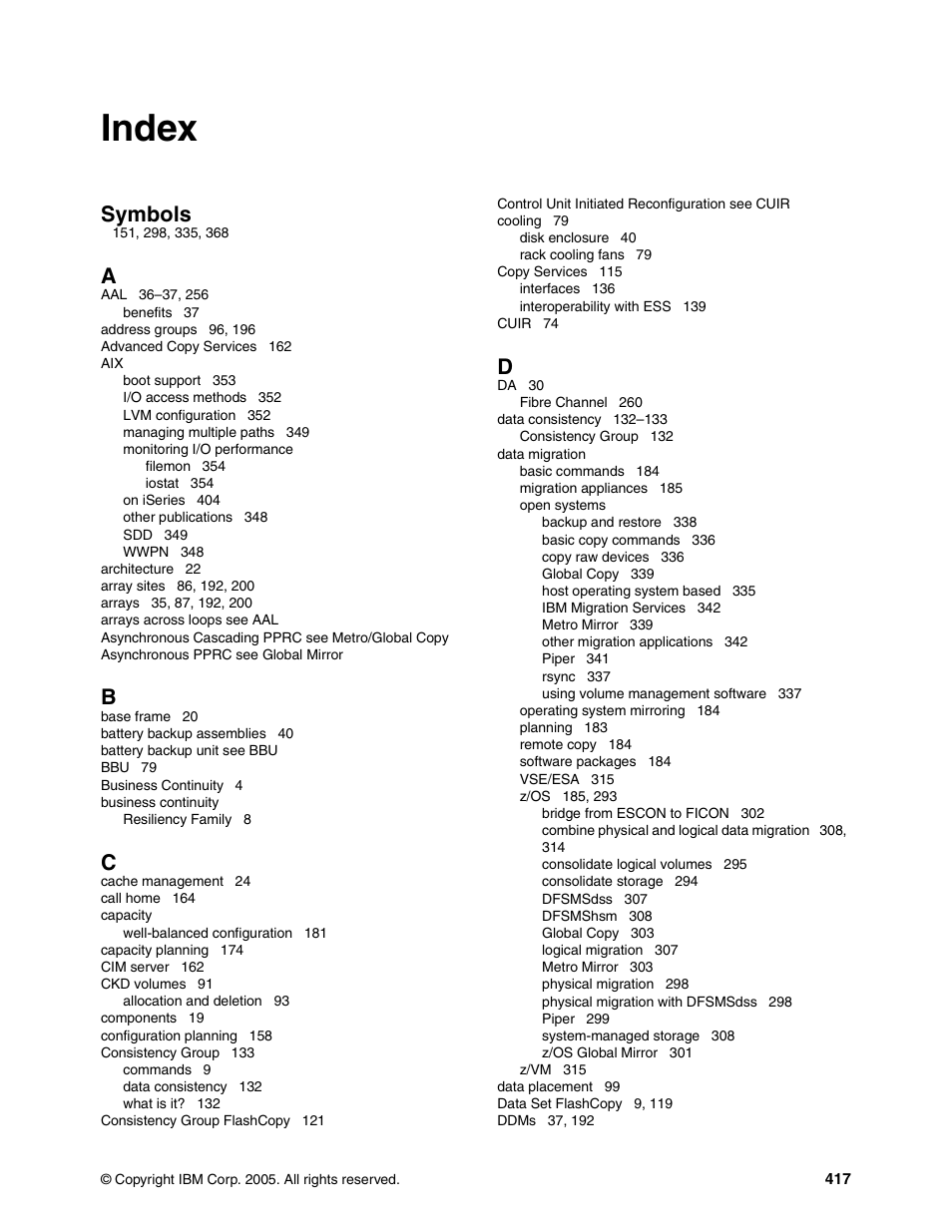 Index, Symbols | IBM DS8000 User Manual | Page 439 / 450
