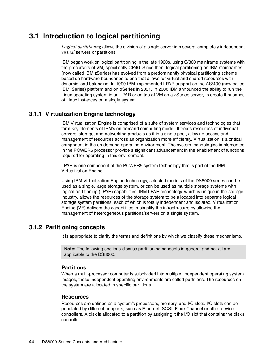 1 introduction to logical partitioning, 1 virtualization engine technology, 2 partitioning concepts | IBM DS8000 User Manual | Page 66 / 450