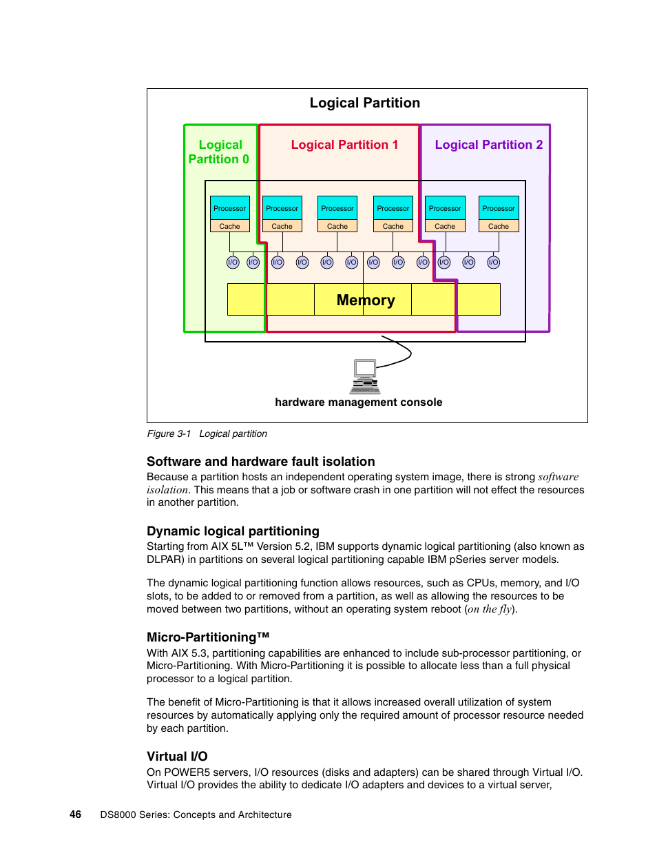 Logical partition, Software and hardware fault isolation, Dynamic logical partitioning | Micro-partitioning, Virtual i/o, Software isolation, On the fly | IBM DS8000 User Manual | Page 68 / 450