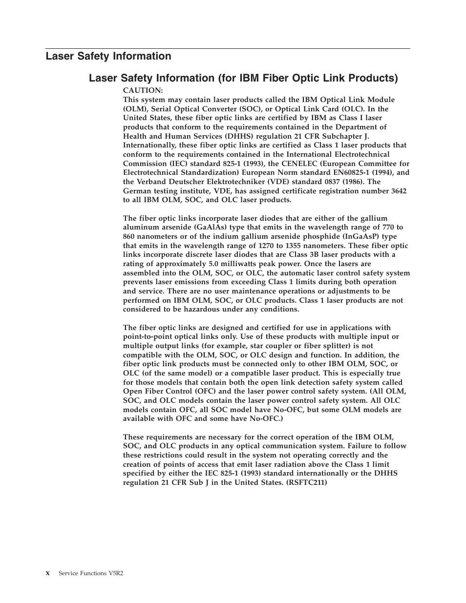 Laser safety information | IBM VERSION 5 SY44-5902-05 User Manual | Page 12 / 358