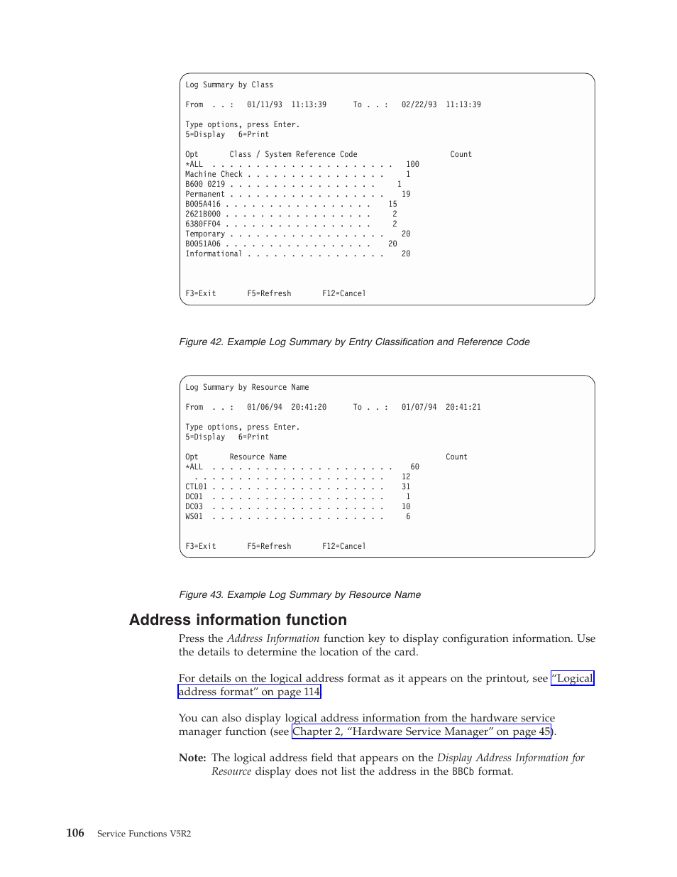 Address information function | IBM VERSION 5 SY44-5902-05 User Manual | Page 120 / 358