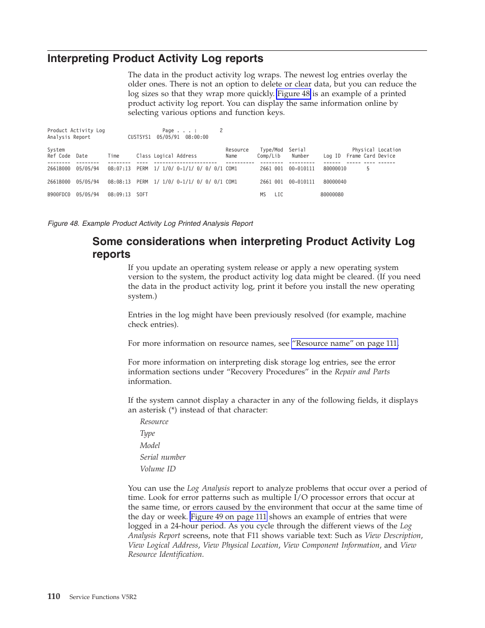 Interpreting product activity log reports | IBM VERSION 5 SY44-5902-05 User Manual | Page 124 / 358